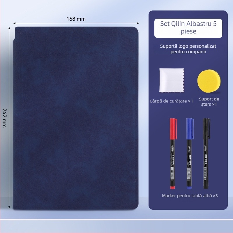Notebook A5 din piele cu tablă albă – portabil pentru scriere pe birou