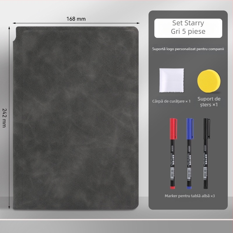 Notebook A5 din piele cu tablă albă – portabil pentru scriere pe birou