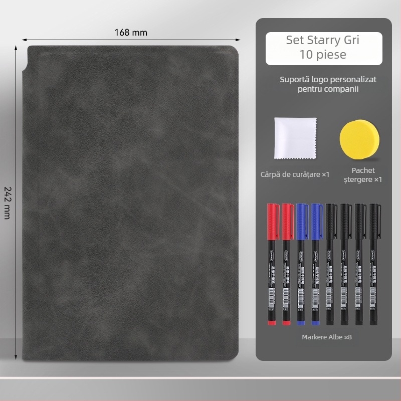 Notebook A5 din piele cu tablă albă – portabil pentru scriere pe birou