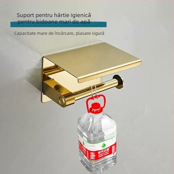 Set de accesorii de baie în stil european din oțel inoxidabil 304, suport pentru șervețele, suport de depozitare și cuier de prosoape în auriu