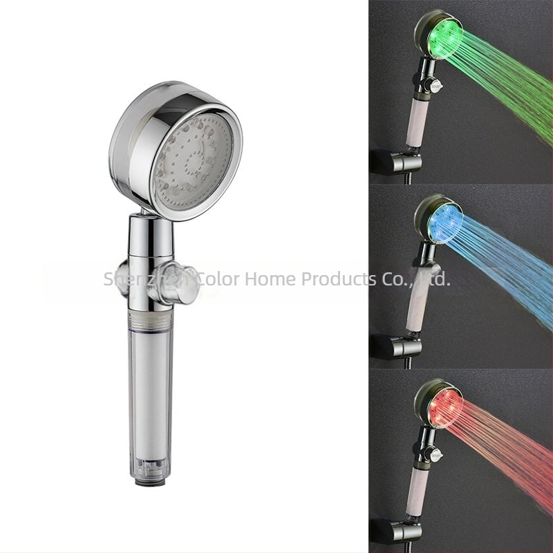 Cap de duș LED cu filtru, reglabil, întrerupător de apă, multicolor și control al temperaturii, model 8008-A34