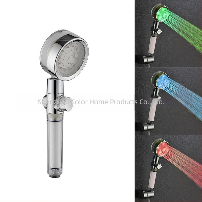 Cap de duș LED cu filtru, reglabil, întrerupător de apă, multicolor și control al temperaturii, model 8008-A34