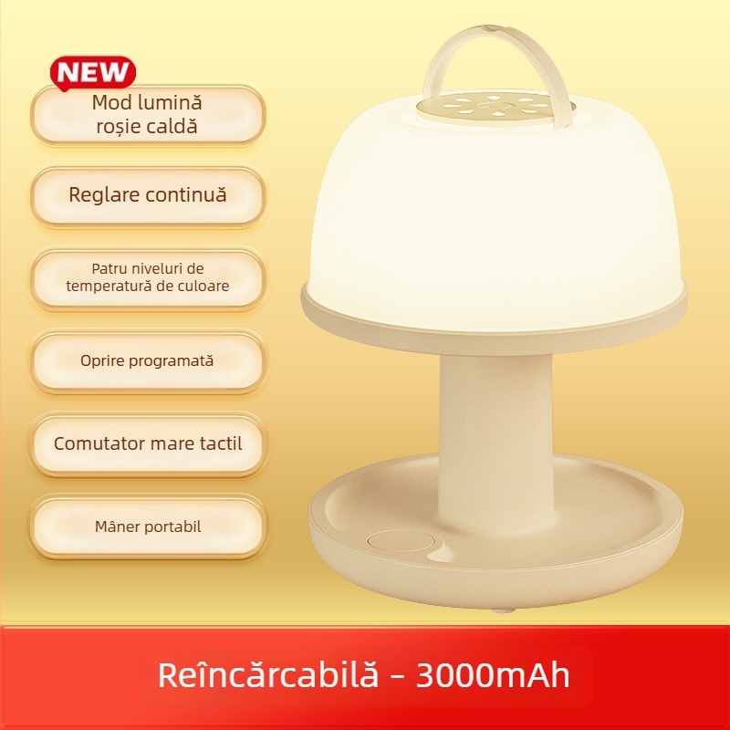 Lumină de noapte reîncărcabilă pentru dormitor, control tactil, temporizator în trei trepte, lampă portabilă