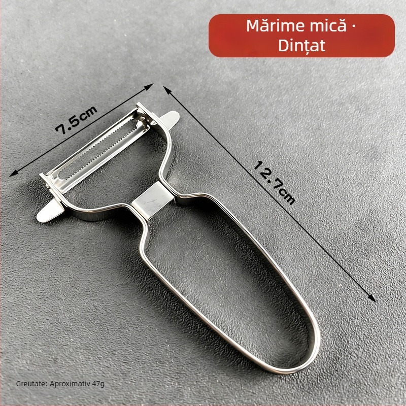 Curățător din oțel inoxidabil, mare, multifuncțional pentru legume și fructe – pentru decojit cartofi, salată și castraveți, cu răzuire
