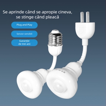 Lampă de noapte LED cu senzor infraroșu de mișcare, economisire a energiei, controlată de lumină, conectată la priză, pentru scări și holuri
