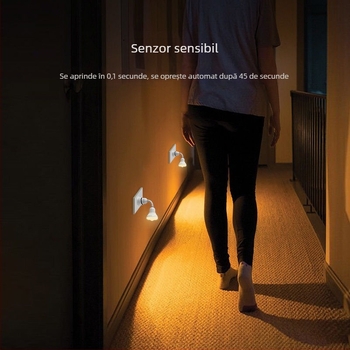 Lampă de noapte LED cu senzor infraroșu de mișcare, economisire a energiei, controlată de lumină, conectată la priză, pentru scări și holuri