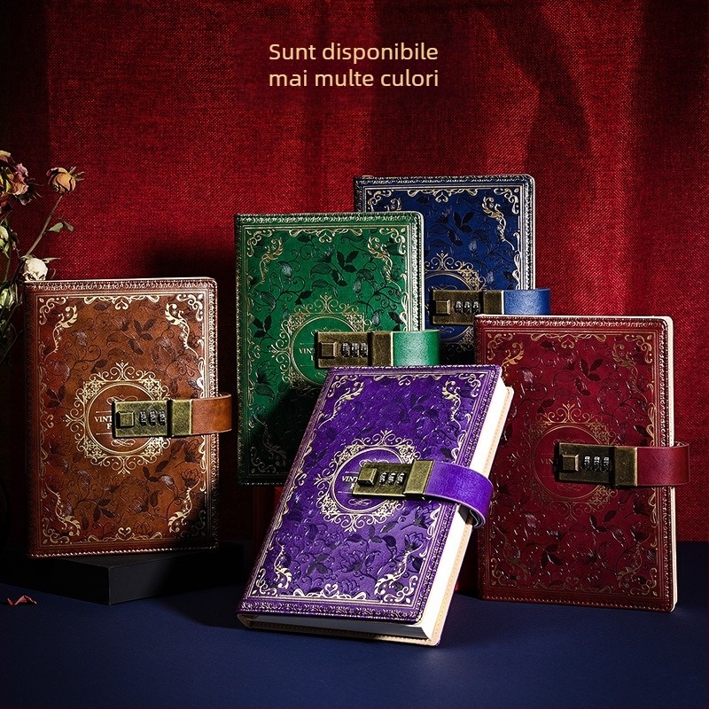 Caiet A5 retro cu lacăt, jurnal creativ și caiet pentru elevi