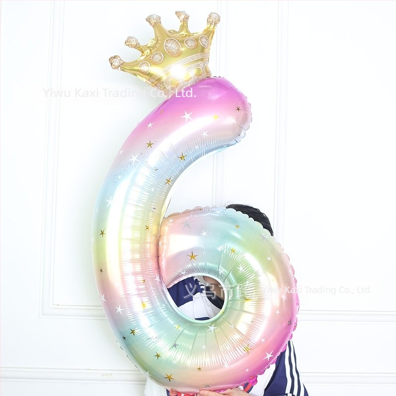 Baloane numerice de 40 inch, gradient, în formă de stea-coroană, pentru decor foto la petrecerea de ziua de naștere