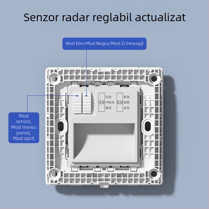 Lumină pentru podea cu senzor radar, tip 86, iluminare încastrată pentru trepte, lampă LED de noapte pentru hol