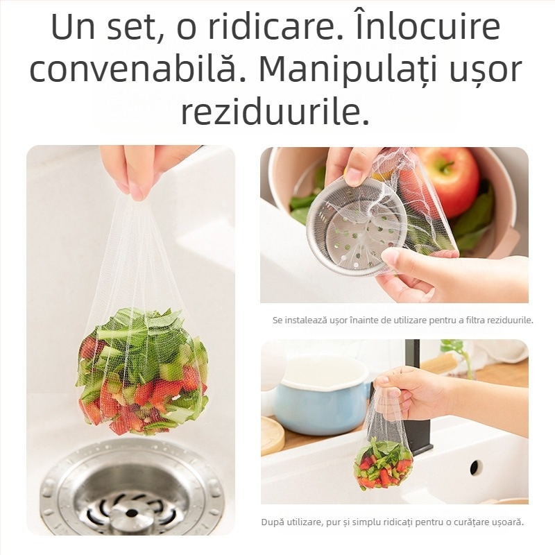 Filtru de chiuvetă de bucătărie, de unică utilizare, pentru captarea resturilor și protecția conductelor