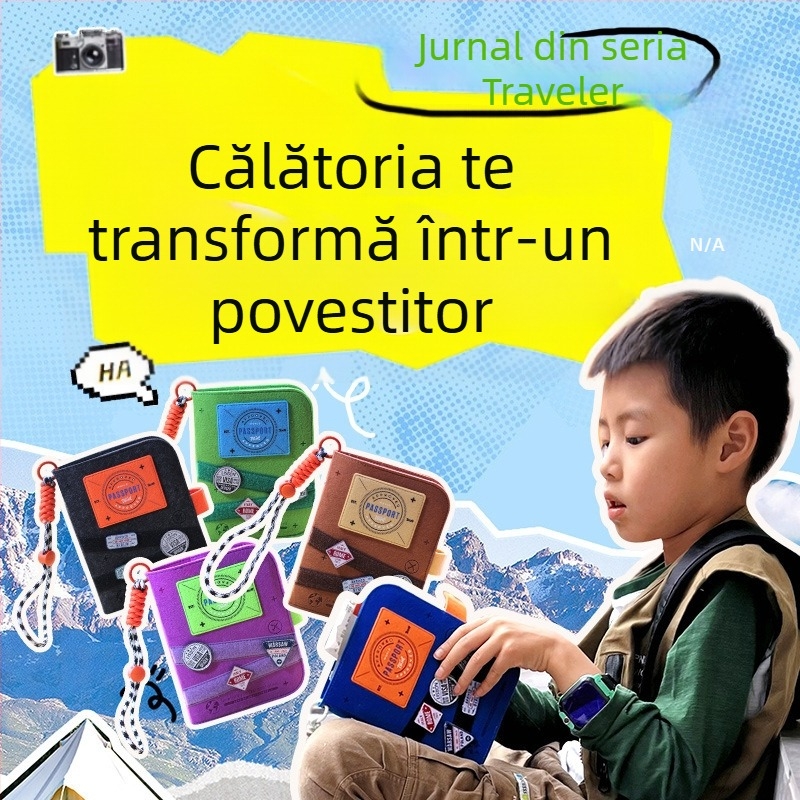Noul jurnal de călătorie cu spațiu pentru pașaport și documente, carnet cu pagini detașabile, jurnal cu ștampile de călătorie