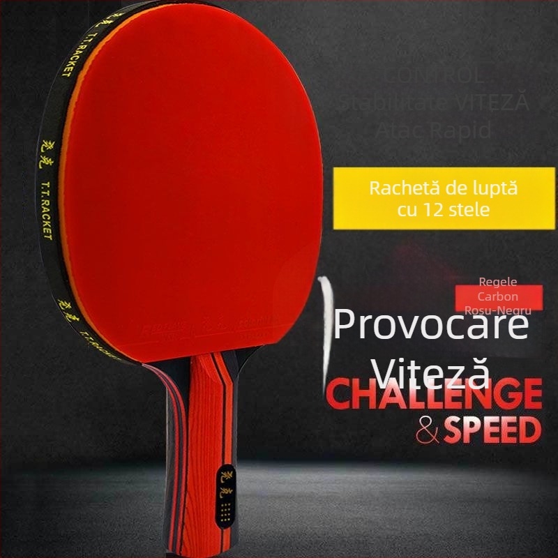 Rachete de tenis de masă pentru adulți, nivel profesional; priză dreaptă și Shakehand; set de antrenament cu rachete duble și rachetă unică cu elasticitate înaltă