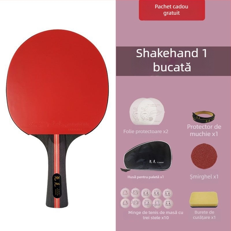 Rachete de tenis de masă pentru adulți, nivel profesional; priză dreaptă și Shakehand; set de antrenament cu rachete duble și rachetă unică cu elasticitate înaltă