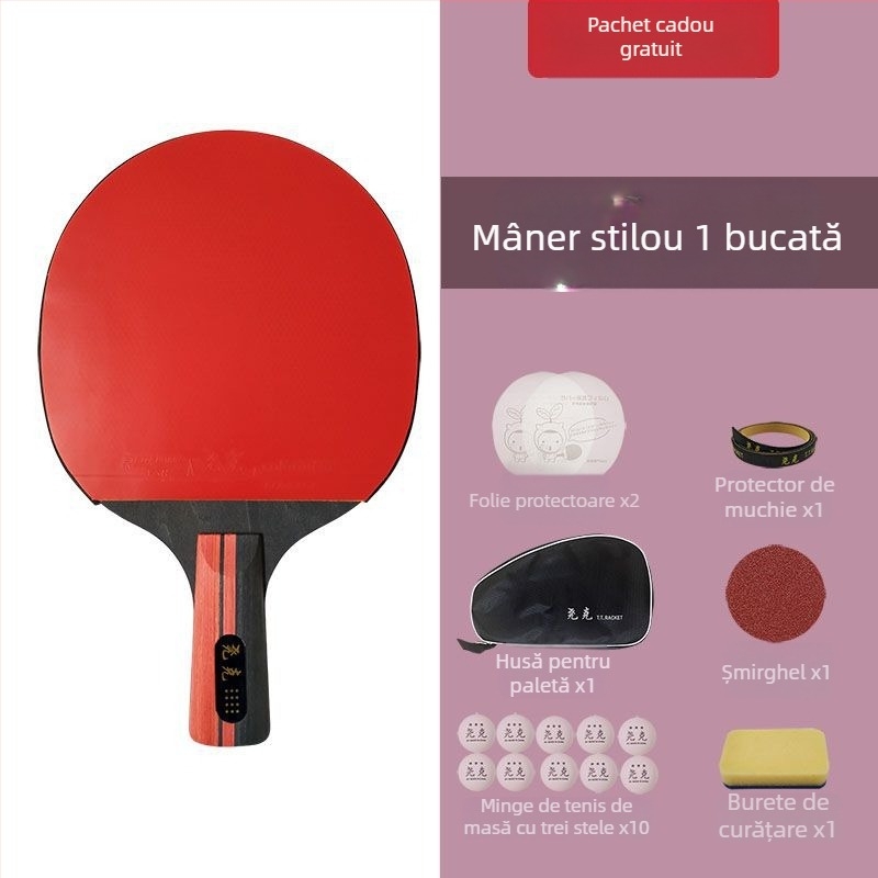 Rachete de tenis de masă pentru adulți, nivel profesional; priză dreaptă și Shakehand; set de antrenament cu rachete duble și rachetă unică cu elasticitate înaltă