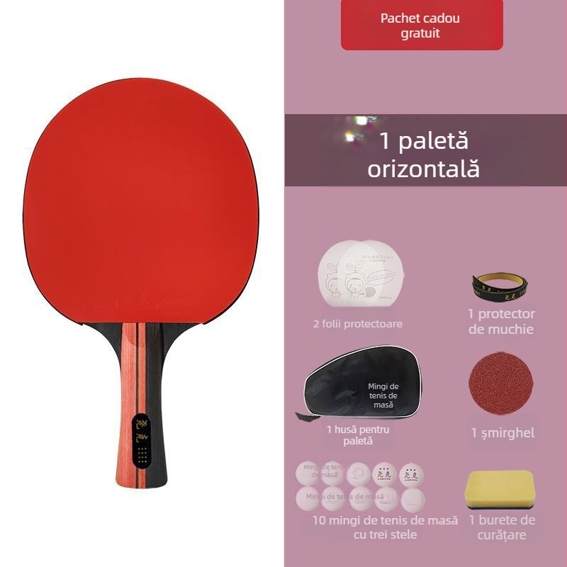 Rachete de tenis de masă pentru adulți, nivel profesional; priză dreaptă și Shakehand; set de antrenament cu rachete duble și rachetă unică cu elasticitate înaltă