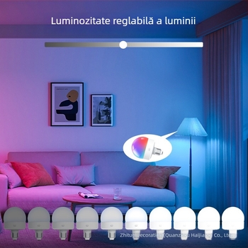Lampă ambientală RGB LED, reîncărcabilă, reglaj cu telecomandă, montaj magnetic, bază filetata E26/E27
