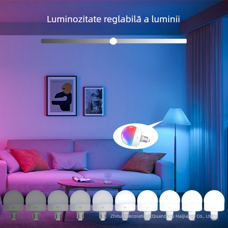 Lampă ambientală RGB LED, reîncărcabilă, reglaj cu telecomandă, montaj magnetic, bază filetata E26/E27