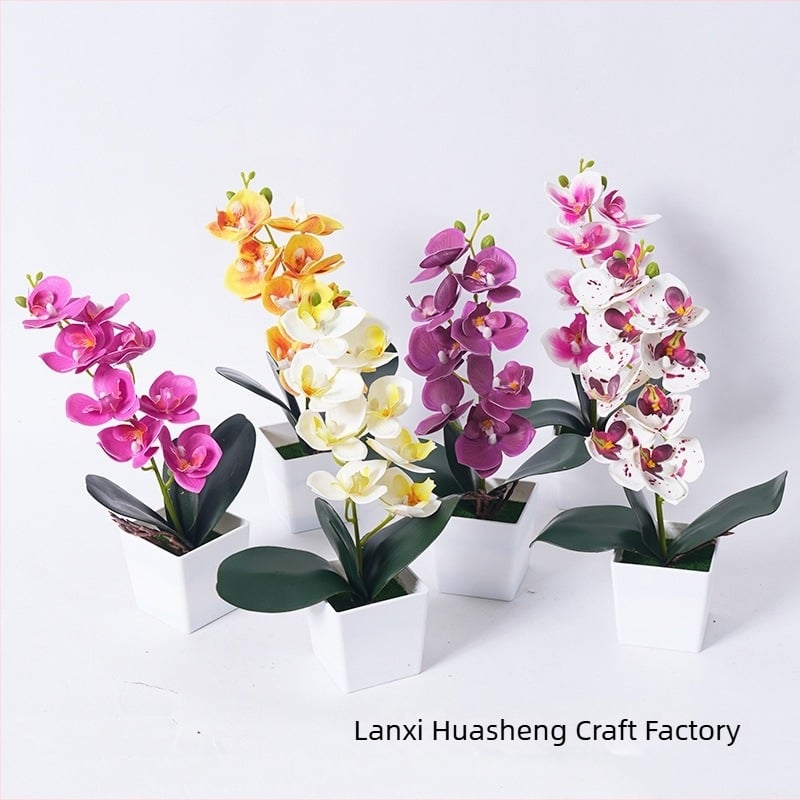 Orhidee Phalaenopsis artificială în ghiveci, decor pentru casă și birou
