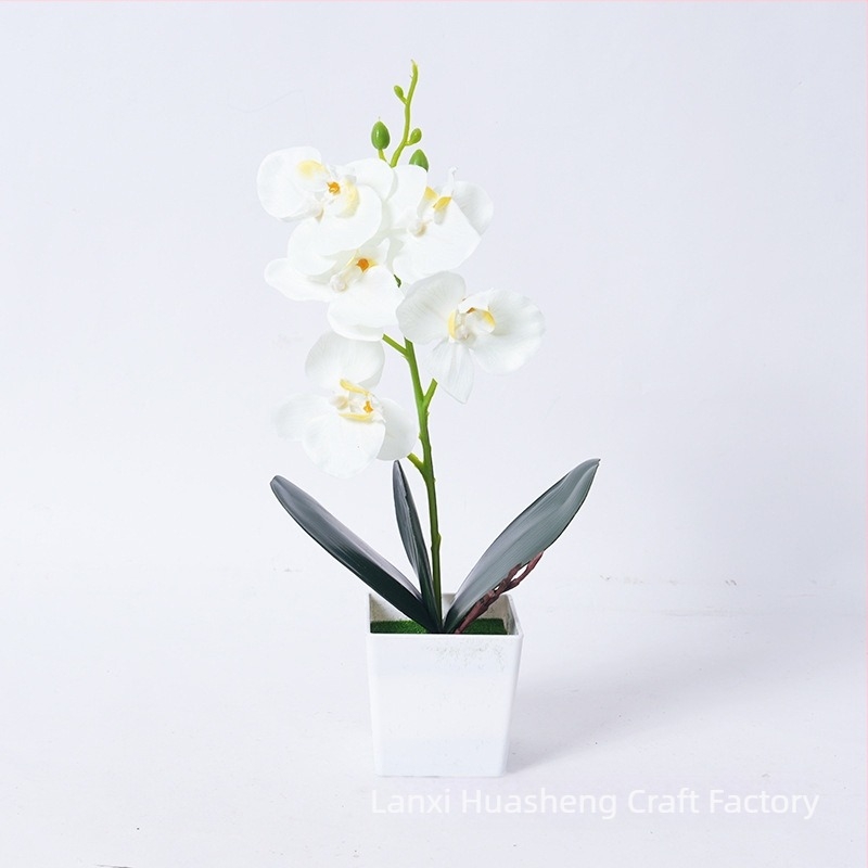 Orhidee Phalaenopsis artificială în ghiveci, decor pentru casă și birou