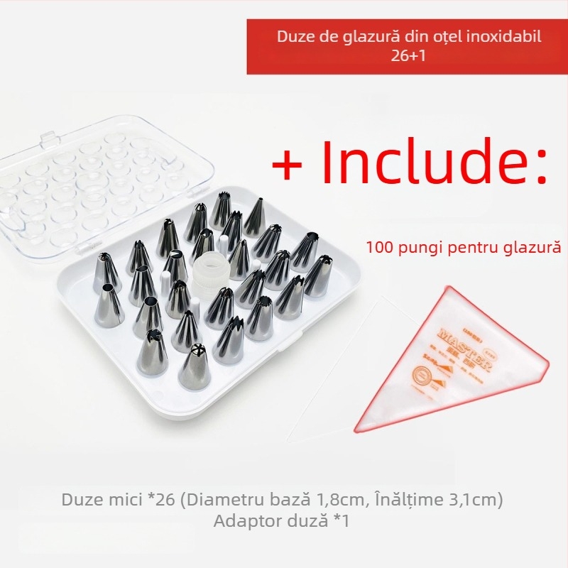 Set complet de duze pentru decorare cu unelte, set de duze pentru decorare, pungă pentru decorare cremă, pentru hrana bebelușilor, dimensiuni mari și mici