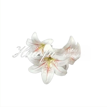 Buchet de trei crini artificiali din mătase pentru decor de sufragerie și aranjamente florale de nuntă