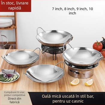 Arzător din oțel inoxidabil gros pentru alcool solid, potrivit pentru oale de gătit cu pot și pentru dry pot, utilizare universală acasă sau într-un bar, fund plat