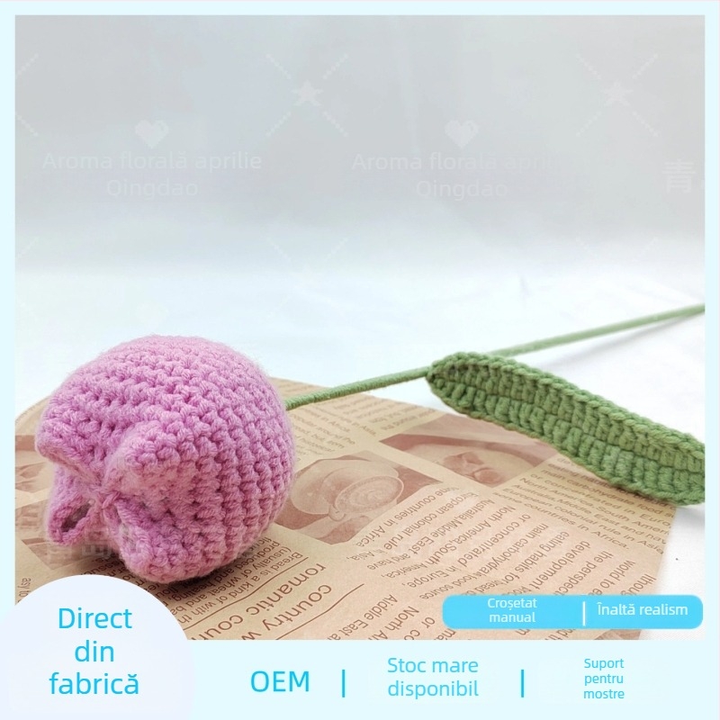 Buchet croșetat manual, cu lalele pufoase, flori veșnice, decor pentru nuntă, flori artificiale, cadou creativ, în stoc
