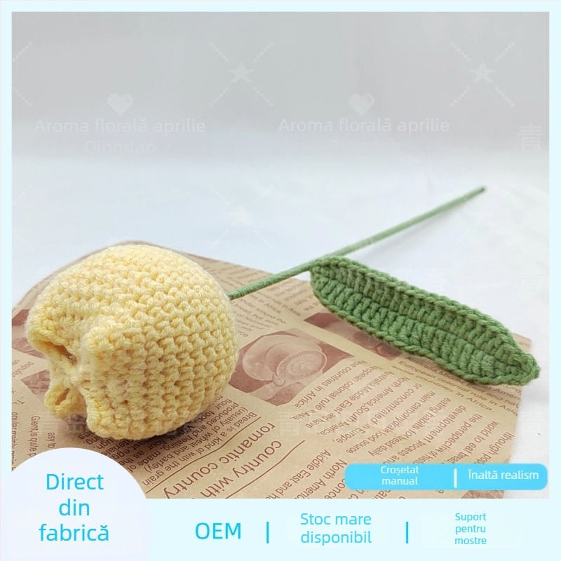 Buchet croșetat manual, cu lalele pufoase, flori veșnice, decor pentru nuntă, flori artificiale, cadou creativ, în stoc