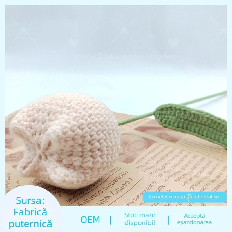 Buchet croșetat manual, cu lalele pufoase, flori veșnice, decor pentru nuntă, flori artificiale, cadou creativ, în stoc