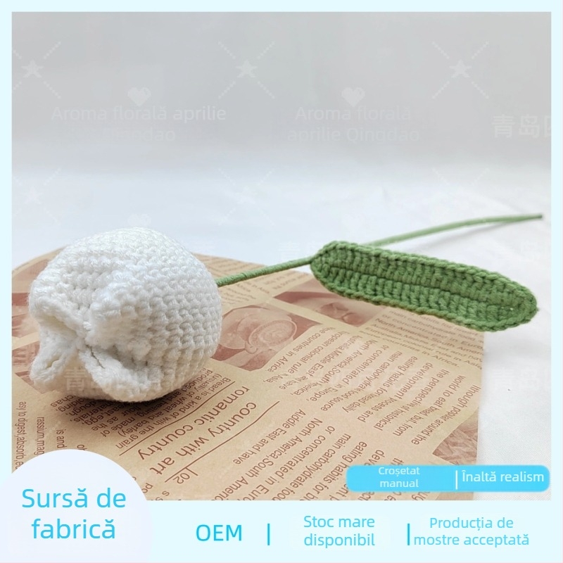 Buchet croșetat manual, cu lalele pufoase, flori veșnice, decor pentru nuntă, flori artificiale, cadou creativ, în stoc