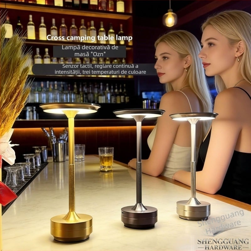 Lampă de masă LED cu atingere, în formă de UFO, reîncărcabilă, pentru hoteluri, restaurante, dormitoare și spații în aer liber