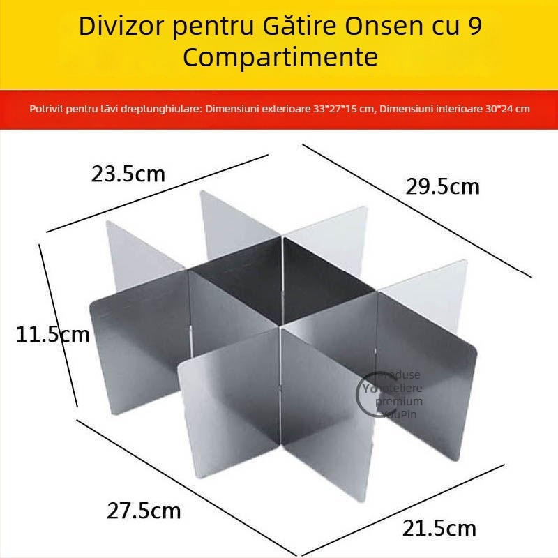 Grilă din oțel inoxidabil cu nouă compartimente pentru oden și hot pot picant