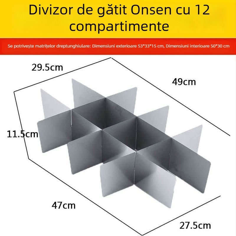 Grilă din oțel inoxidabil cu nouă compartimente pentru oden și hot pot picant
