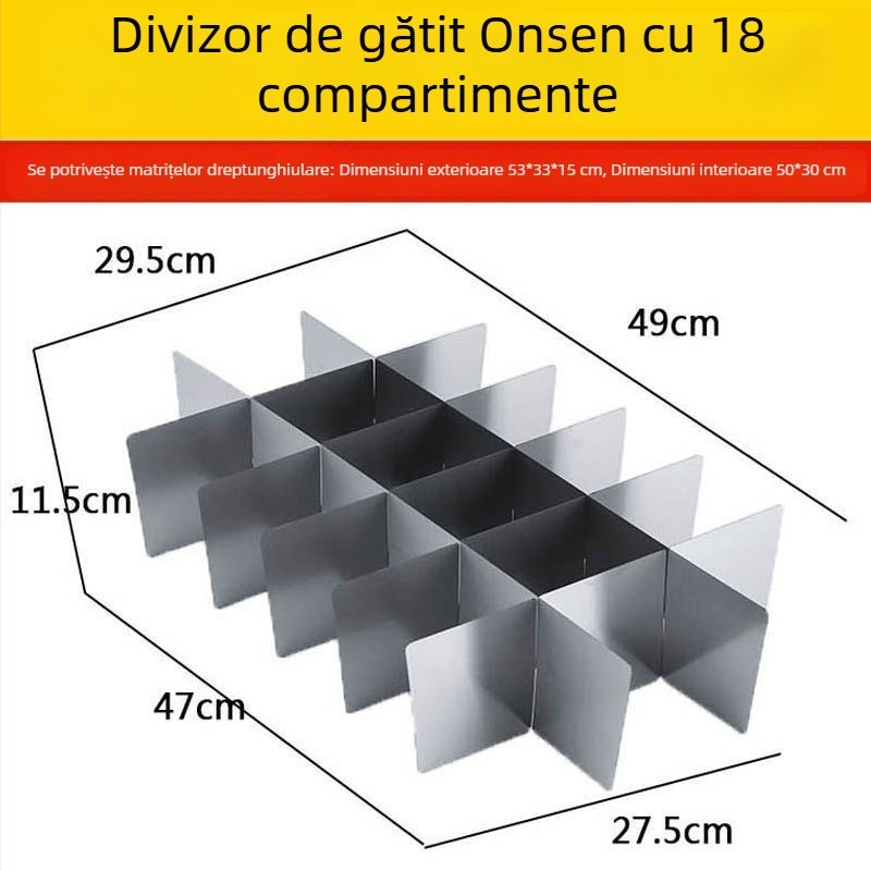 Grilă din oțel inoxidabil cu nouă compartimente pentru oden și hot pot picant