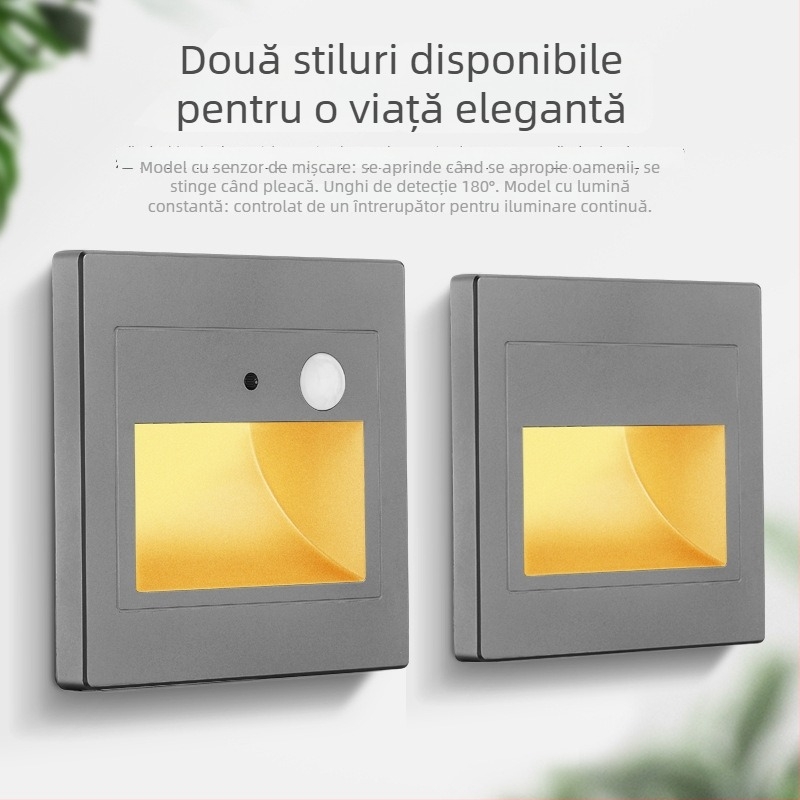 Lumină de podea LED cu senzor de mișcare pentru scări și holuri, încastrată, cu control al luminozității și întârziere la oprire