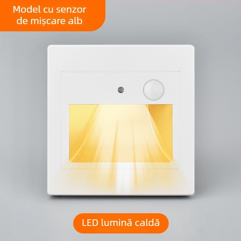 Lumină de podea LED cu senzor de mișcare pentru scări și holuri, încastrată, cu control al luminozității și întârziere la oprire