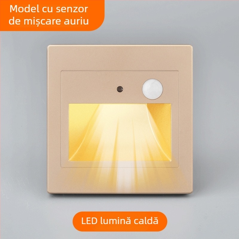 Lumină de podea LED cu senzor de mișcare pentru scări și holuri, încastrată, cu control al luminozității și întârziere la oprire