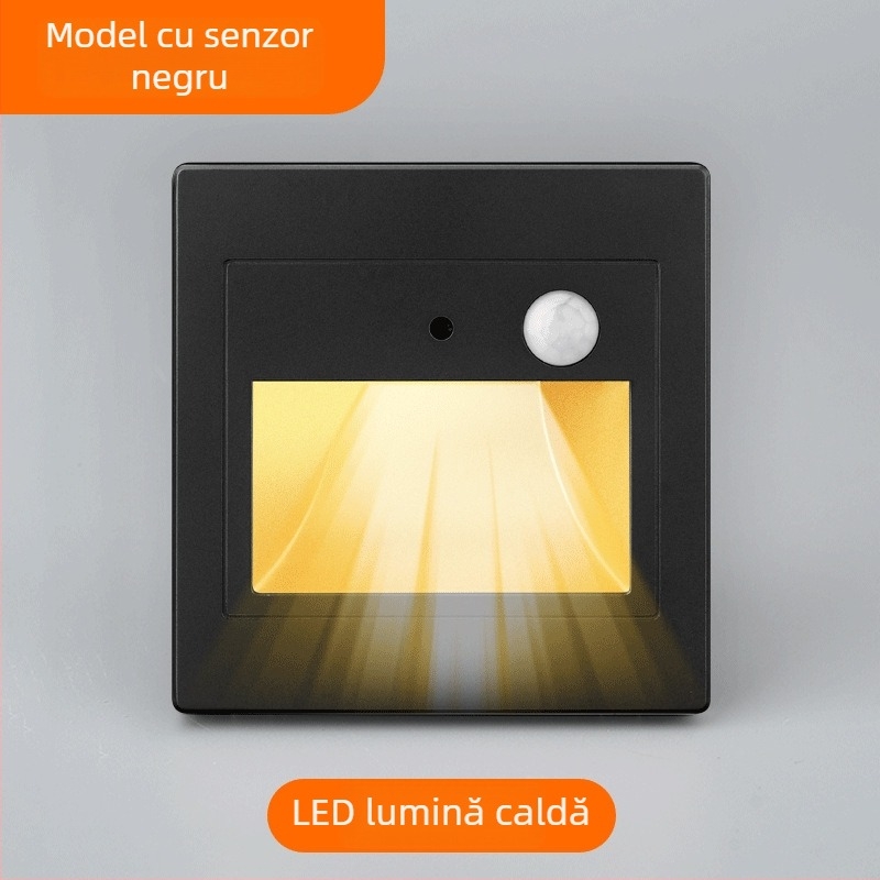 Lumină de podea LED cu senzor de mișcare pentru scări și holuri, încastrată, cu control al luminozității și întârziere la oprire