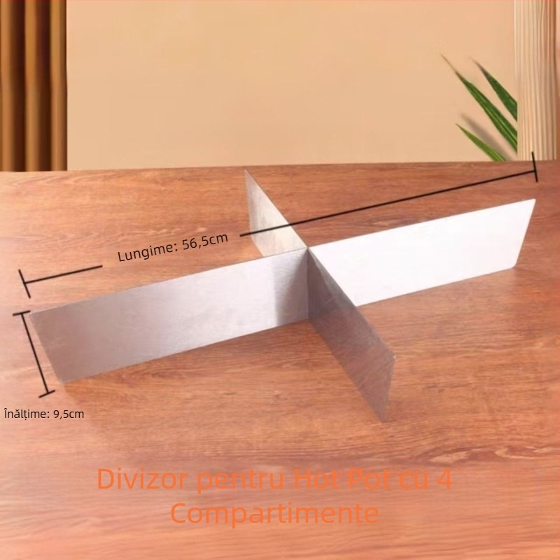 Oală din oțel inoxidabil pentru hot pot cu separator, compatibilă cu plite cu inducție, stil chinezesc, 6,1–10 L, model QC25-CCG2151
