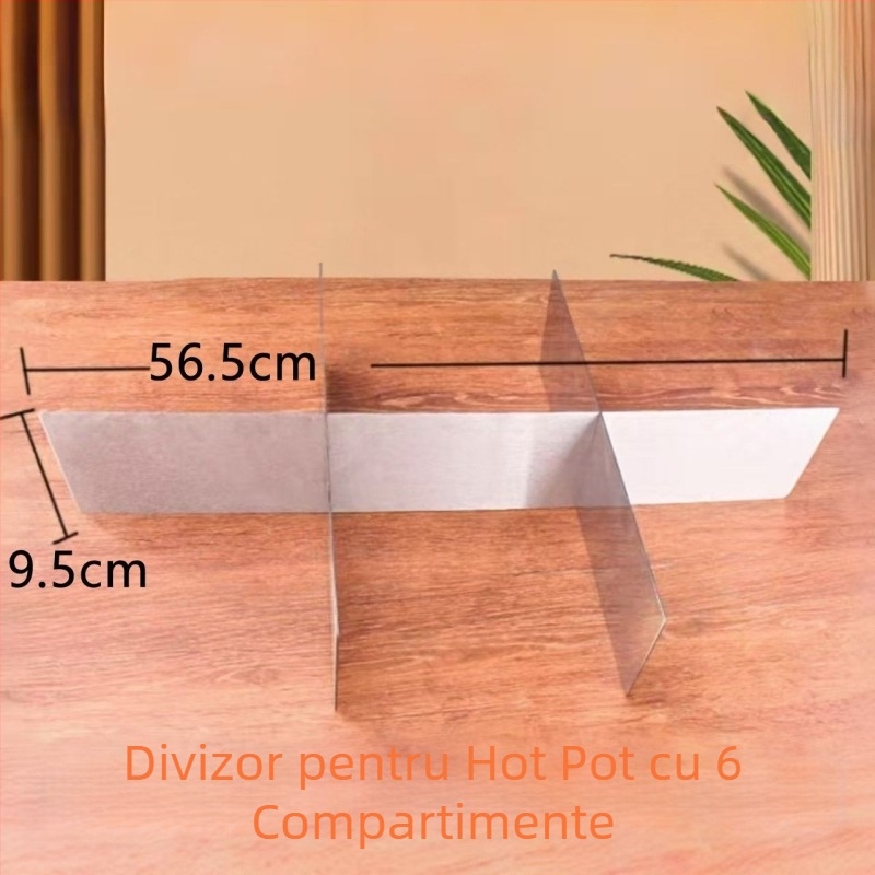 Oală din oțel inoxidabil pentru hot pot cu separator, compatibilă cu plite cu inducție, stil chinezesc, 6,1–10 L, model QC25-CCG2151