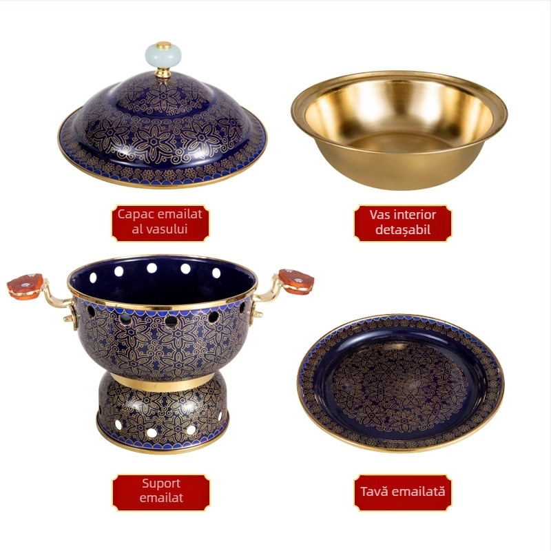 Oală de cupru cloisonné pentru o persoană, oală emailată din cupru pentru uz comercial