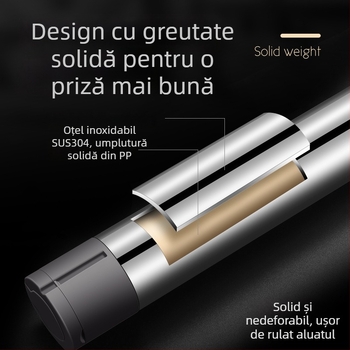 USU304 oțel inoxidabil, cilindru de aluat cu grosime reglabilă, pentru uz casnic, rolă solidă pentru foi de găluște, imprimare logo