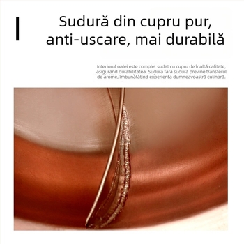 Oală de cupru pentru hot pot cu divider pentru două gusturi, Sichuan cu trei arome, cu două mâneri și fund îngroșat, pentru aragaz