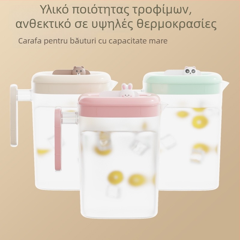 Sticlă de apă rece în stil desen animat, cu capacitate mare, pentru uz casnic — ceai, ceai de orz și apă cu lămâie