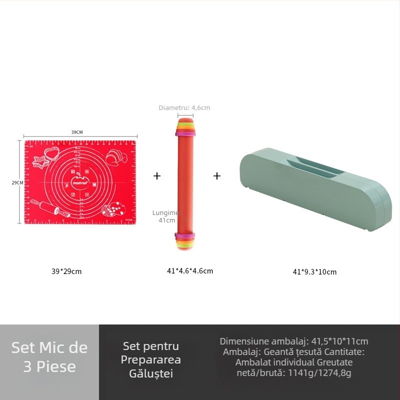 Rulou de aluat din silicon, cu înălțime reglabilă, pentru foi de găluște, instrument de bucătărie pentru coacere acasă