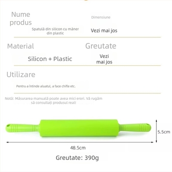 Rulou de silicon pentru aluat, cu mâner din plastic, antiaderent, ustensilă pentru coacere