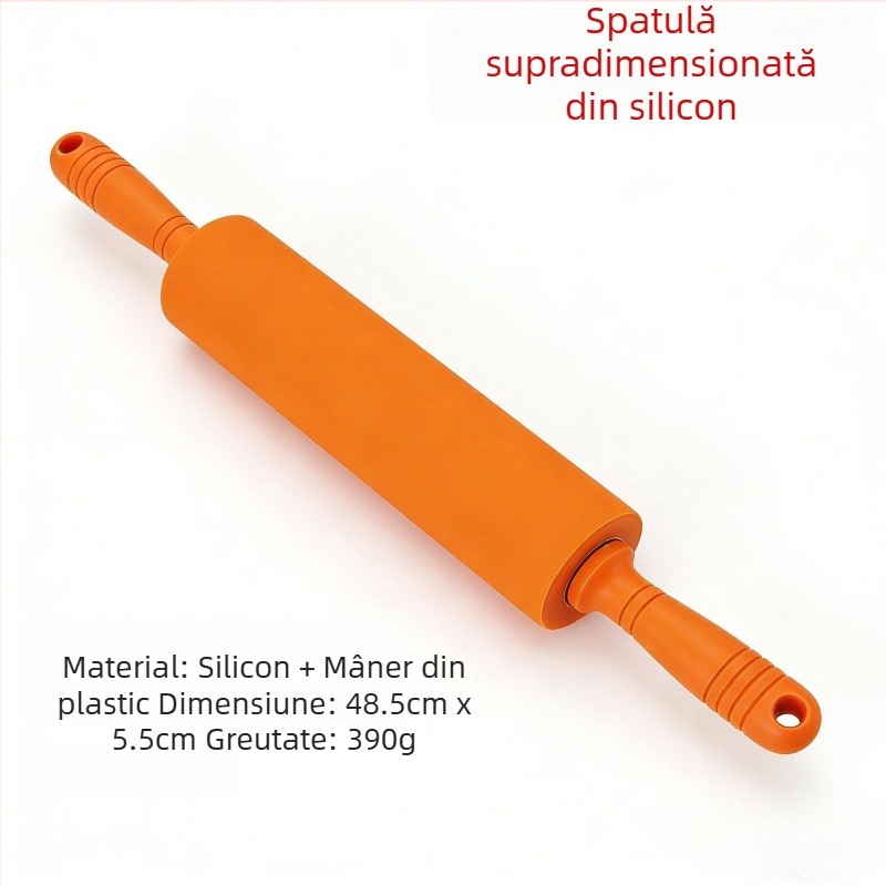 Rulou de silicon pentru aluat, cu mâner din plastic, antiaderent, ustensilă pentru coacere