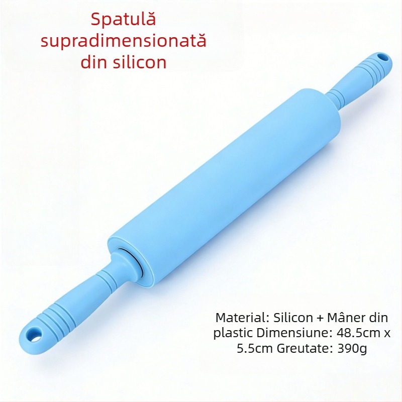 Rulou de silicon pentru aluat, cu mâner din plastic, antiaderent, ustensilă pentru coacere