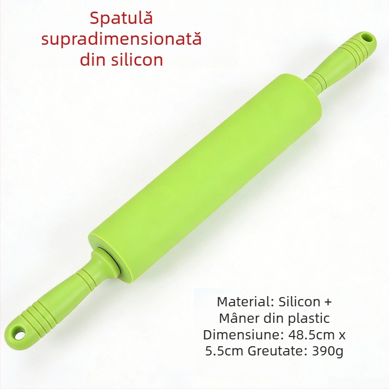 Rulou de silicon pentru aluat, cu mâner din plastic, antiaderent, ustensilă pentru coacere