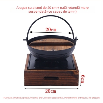 Oală Sukiyaki în stil japonez cu grătar pe cărbune, oală suspendată, sobă cu alcool pentru o persoană, set casnic de patru piese, mică oală pentru mâncare fierbinte